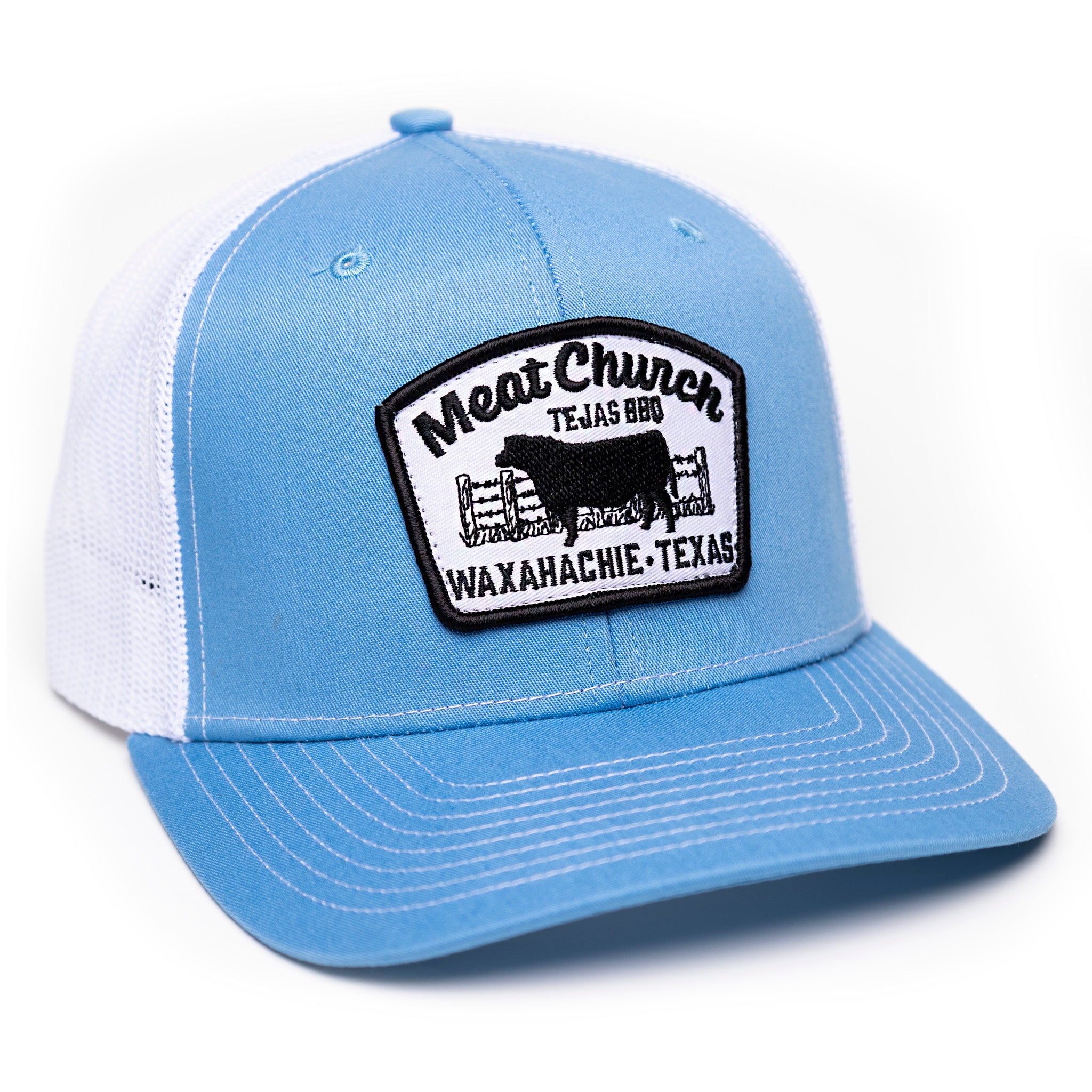 Tejas BBQ Patch Hat - Carolina Blue/White – Meat Church